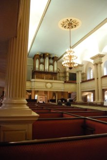 inside King's Chapel where patriots would hold meetings