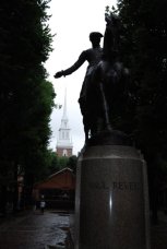 statue of Paul Revere riding from Old North Church